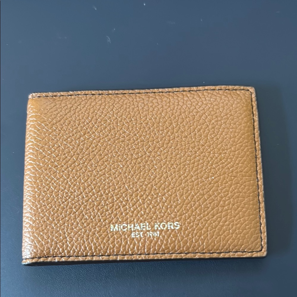 Michael Kors Tan Pebbled Leather Key Card Holder